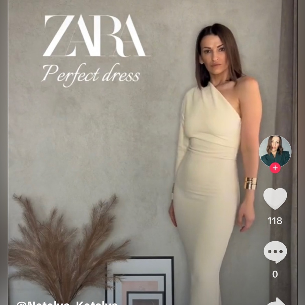 ZARA TEXTURED ASYMMETRIC DRESS - Picture 8 of 16